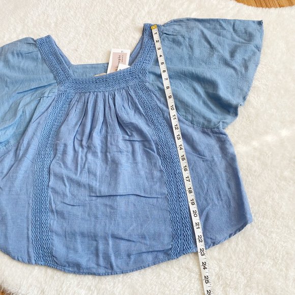 Philosophy, Women's Boho Short Sleeve Square Neck, Blue, Size L - Picture 3 of 6